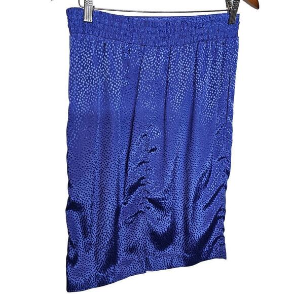 Vintage Andrea Gayle Pencil Skirt Womens Size 8 Blue Shimmer 80s Glam Rock - Picture 2 of 8